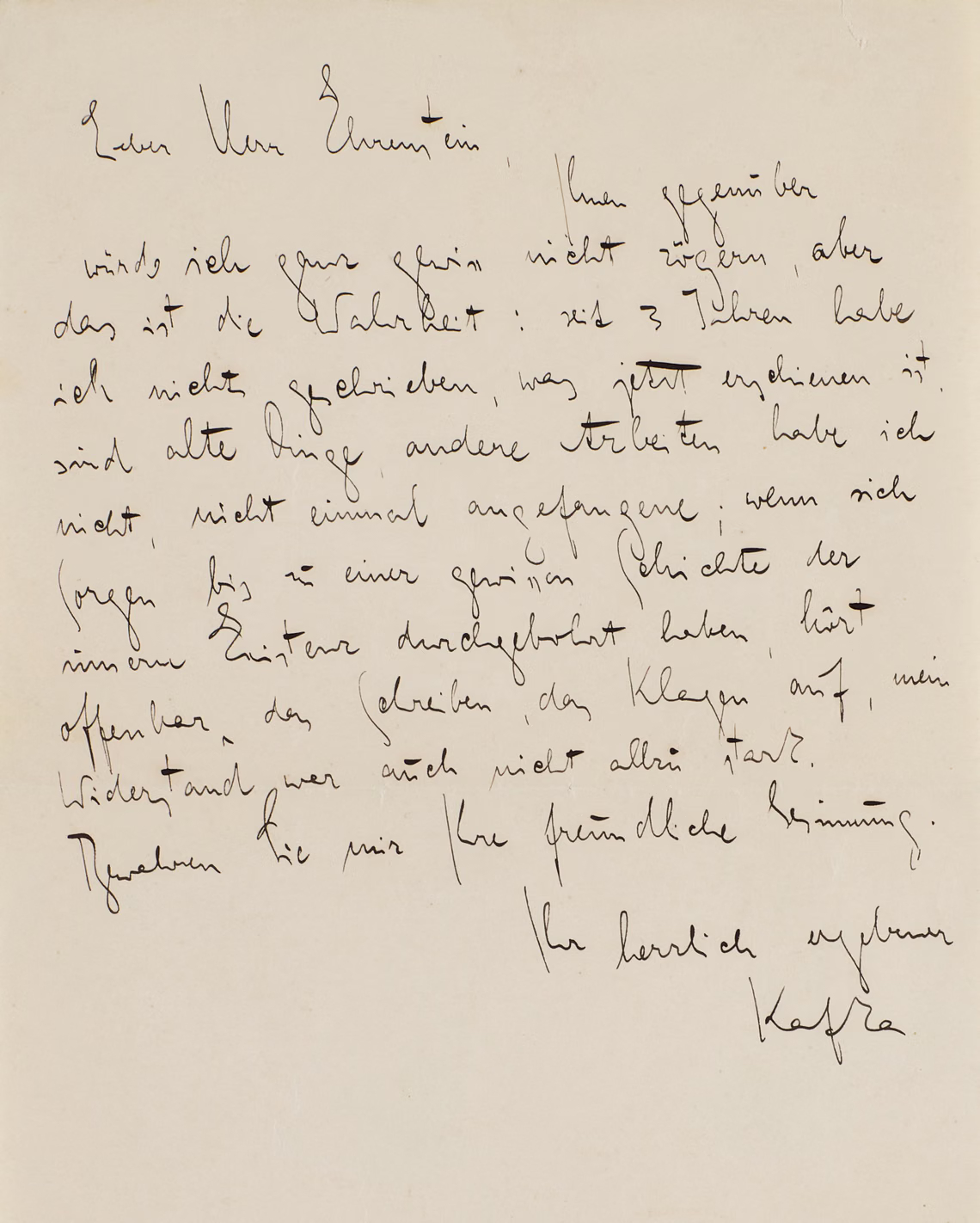 گمان می‌رود این نامه را کافکا در پاسخ به درخواست ارنشتاین برای مشارکت او در یک مجله‌ی ادبی نوشته باشد.